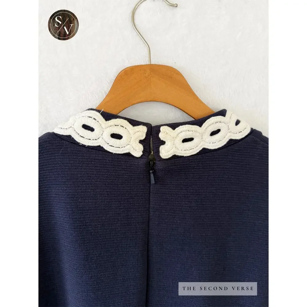 Lilly Pulitzer Calista Navy Dress With White Lace Accent Size Large - Picture 7 of 11